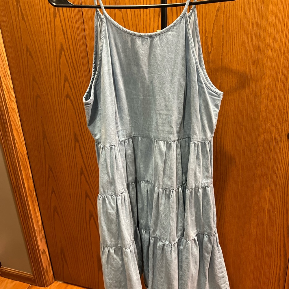 Light Blue Sleeveless Tiered Dress